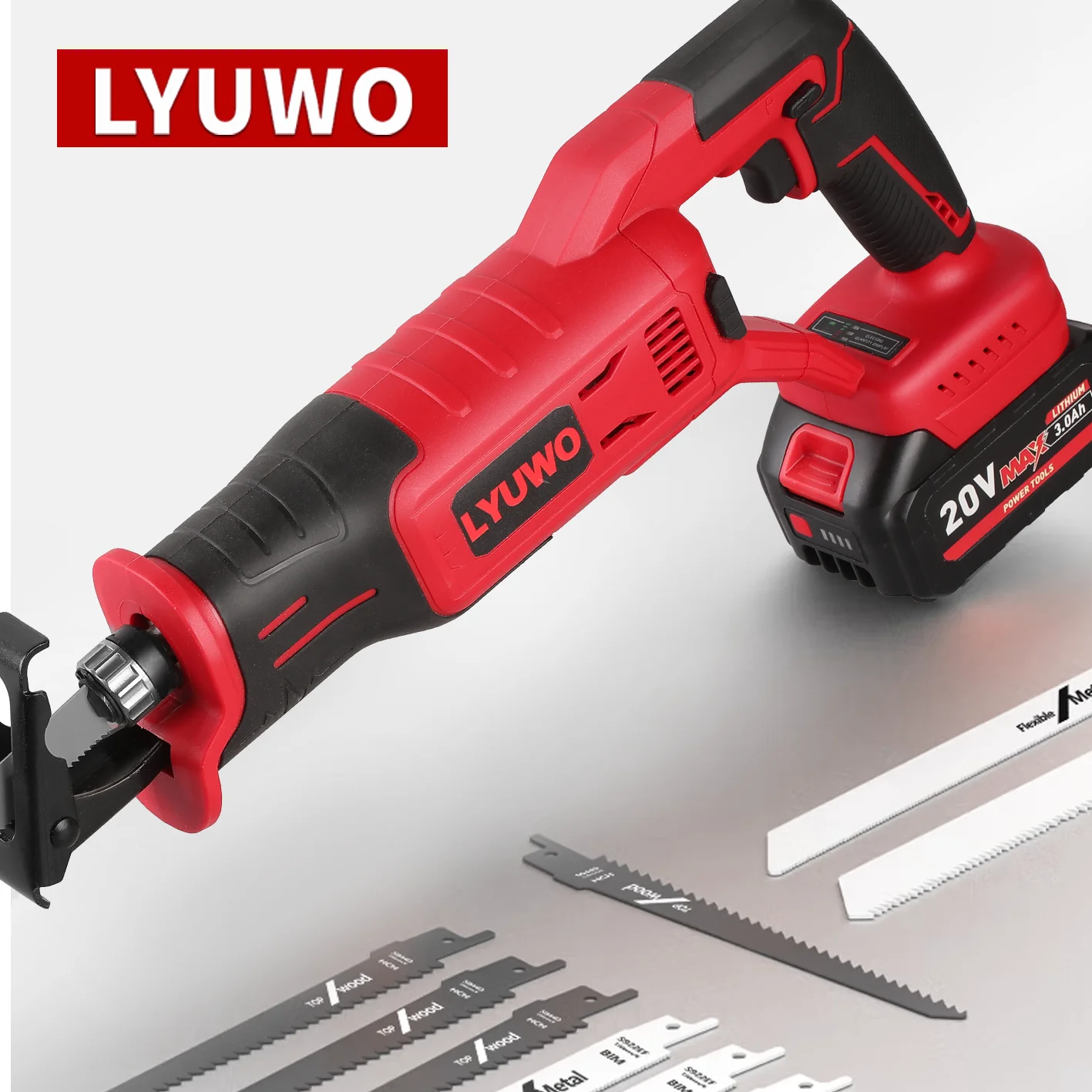 LYUWO Brushless reciprocating chainsaw, outdoor handheld chainsaw, universal logging lithium electric saber saw electric tools