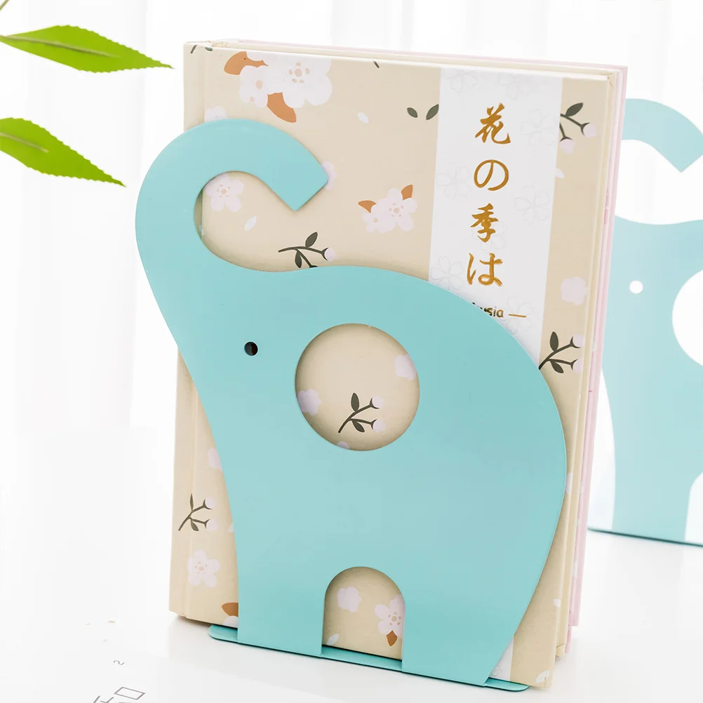 

1 Pair Metal Elephant Book Stand Bookends For Books Magazines Home Office Study Room Organizer Decor Lake Blue