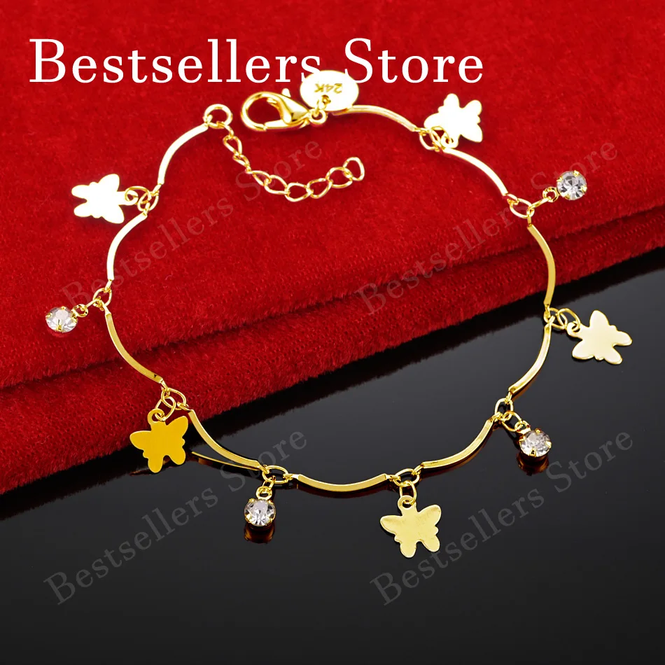 925 Sterling Silver 18K Gold Plated Exquisite Butterfly Zirconia Bracelet for Women's Wedding Party Jewelry