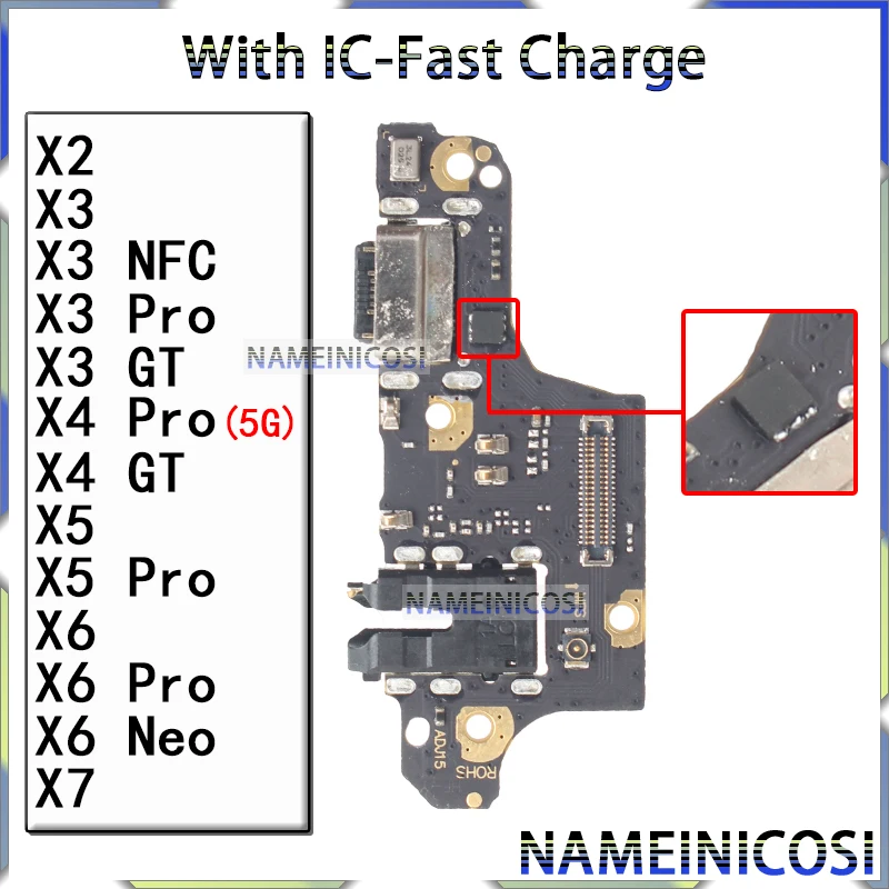 

Usb Dock Charger Connector for Xiaomi Poco X5 X6 X7 X2 X3 X4 GT Nfc Neo Pro 5G Charging Board Flex Ports Module