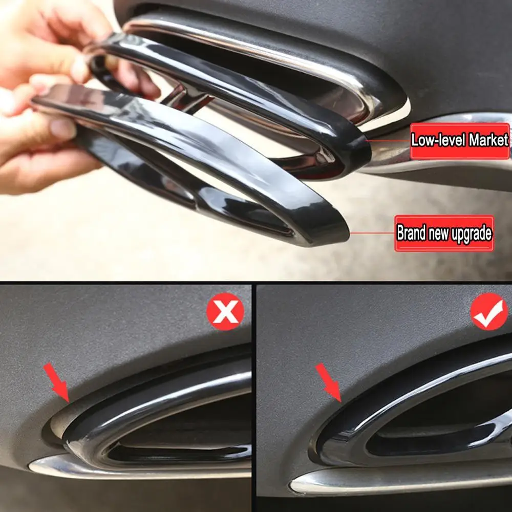 2pcs Car Part For Mercedes Benz GLC C E-Class C207 Coupe 2014-2017 W212 W213 W205 X253 C180 C200 Gloss Black Steel Exhaust Trims