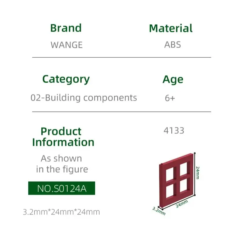 WANGE 132Pcs/Lot 4133 Window Leaf Block Moc Color Accessories Compatible with Brick DIY Children's Educational Toy Assembly