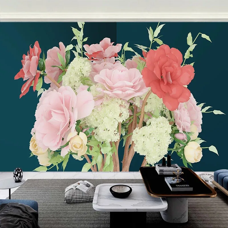 Custom Any Size 3D Mural Wallpaper Modern Flower TV Background Wall Tapety Fresco Papel De Parede Home Décor For Bedroom Walls