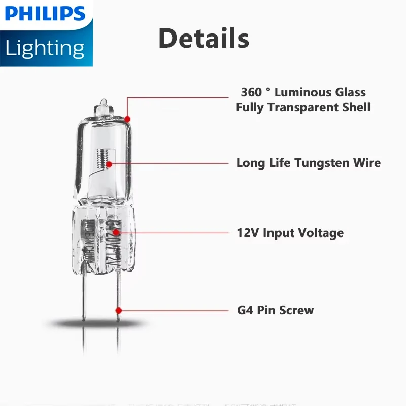 Philips Essential G4 Capsule 20W 12V Halogen Pin Lamp Original T9 Home Decorative Light Clear 3000K Warm White Dimmable Bulb