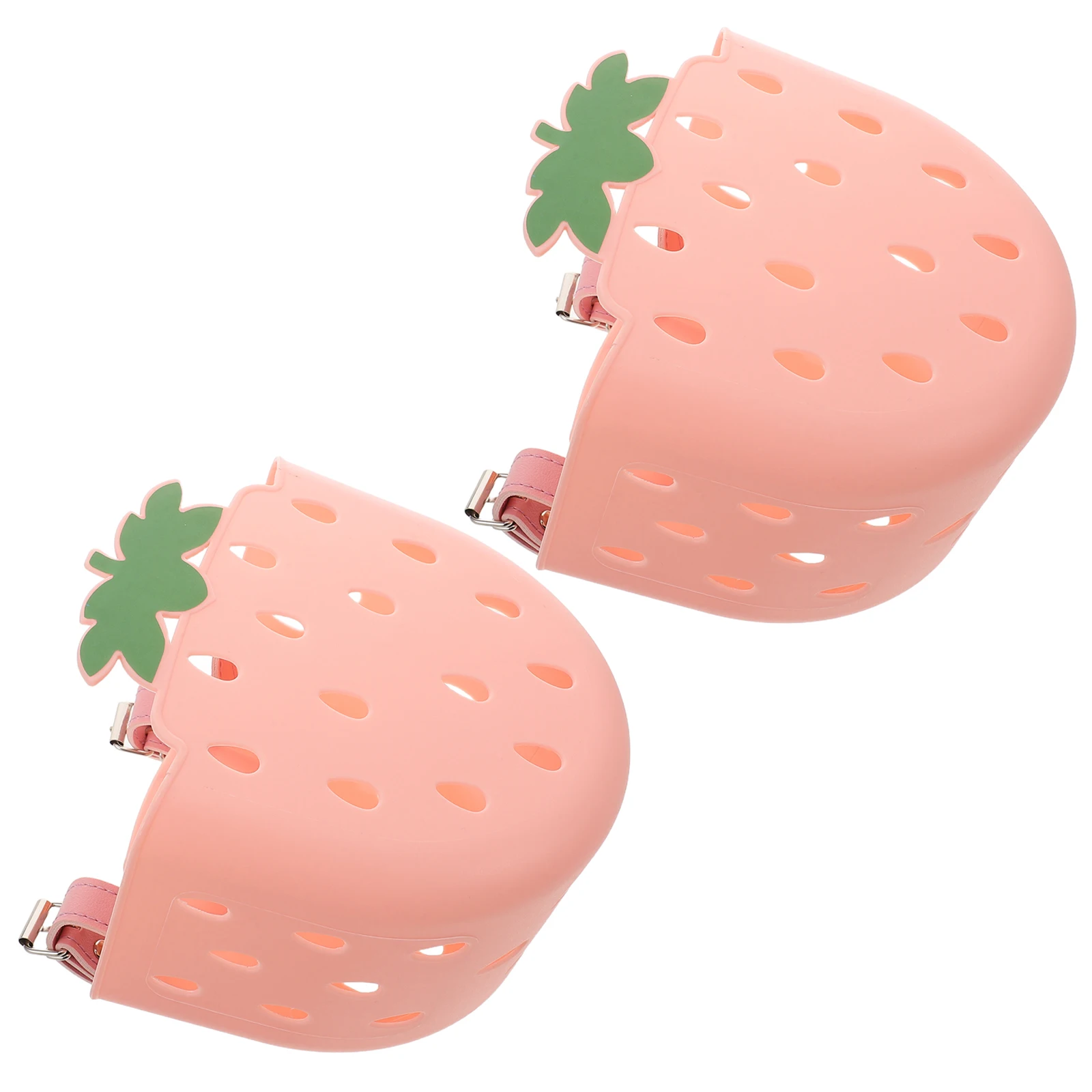 

2pcs Bike Basket Strawberry Design Plastic Front Handlebar Storage For Bicycles Scooters Tricycles Lightweight Easy Clean