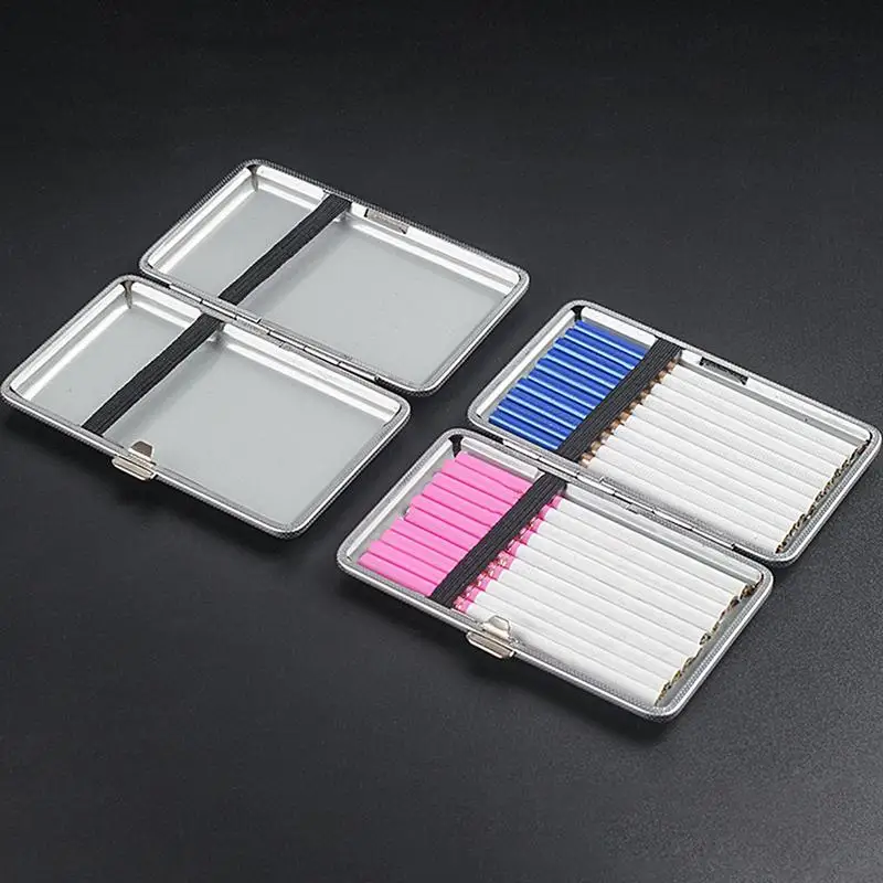 Portable Cigarettes Case 20-Piece Pocket Box Storage Compact Smokers Tin Reusable Multifunctional PU Leather Cigarettes