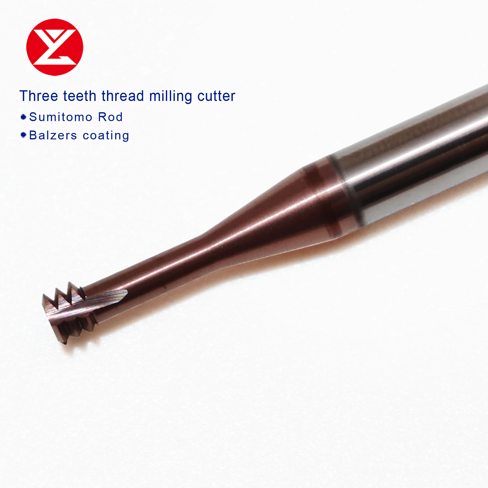 Moinho de extremidade de carboneto sólido para aço, 3 dentes rosca fresa, Balzers revestido, M1, M1.2, M1.4, M1.6, M2, M2.5, M3, M4, M5, M6, HRC68