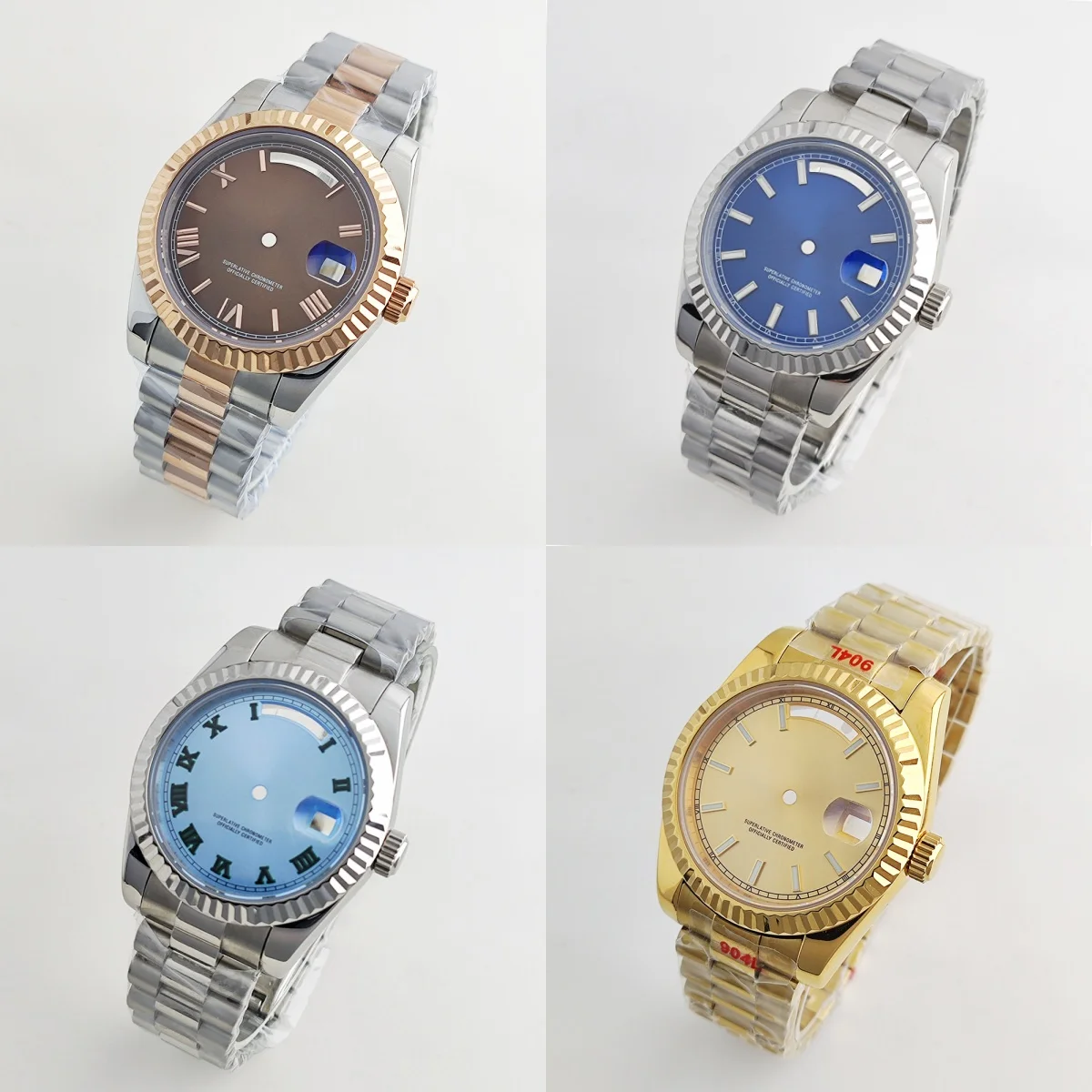 

39mm men's 8285 watch case sapphire glass stainless steel case strap compatible 31mm dial for 8285 movement watch accessories