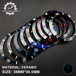 Clock Modification 38mm Bezel Blue Luminous Beads High Quality SUB Ceramic Insert Ring 30.5mm Fits 40mm Men's Watch Accessories