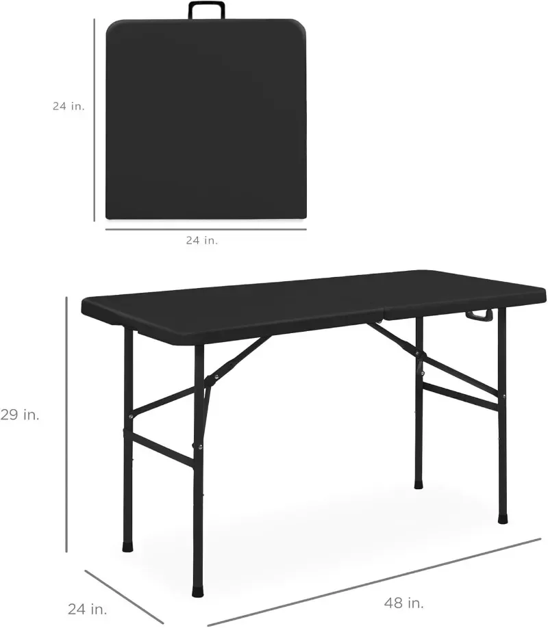 Best Choice Products 4ft Plastic Heavy Duty Portable Folding Table with Handle Lock for Picnic Party Camping