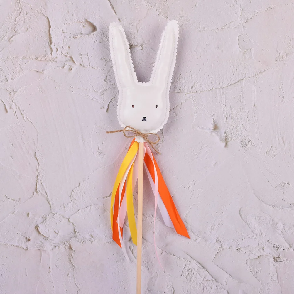Palo de Hada de conejito de Pascua para decoración, juguete para niños, accesorios de fiesta de Pascua, varita con patrón de conejo, adorno de palo, 2 uds.