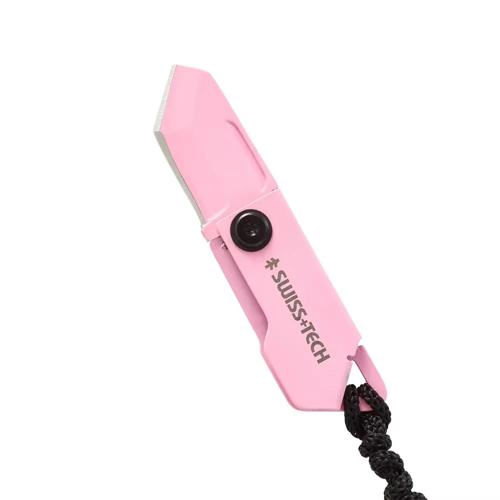 SWISS TECH Mini Zakmes Opvouwbaar Sleutelhanger Uitpakmes Outdoor EDC Messen Utility Box Cutter met Draagbaar Touwkoord
