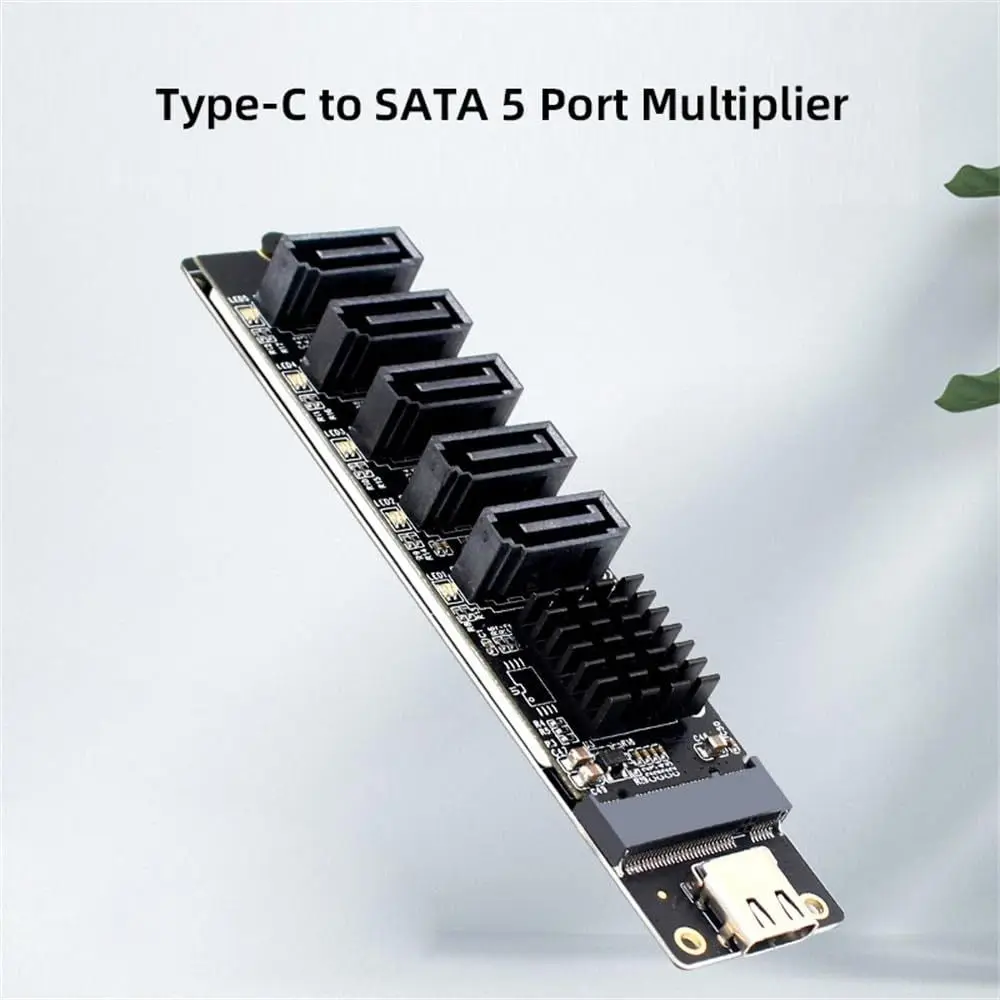 

Plug and Play 6Gbps PCI-E Riser Multi-Port 5-Channel SATA Expansion Card JMB575 USB C To SATA Adapter NAS Expansion