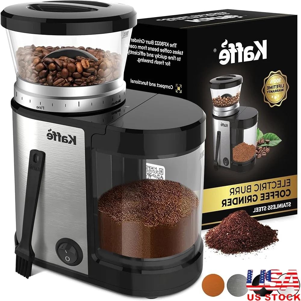 مطحنة القهوة الكهربائية، إعدادات خشونة قابلة للتعديل، محرك مسطح محسن لتخمير القهوة الطازجة في المنزل، 14 إعدادًا