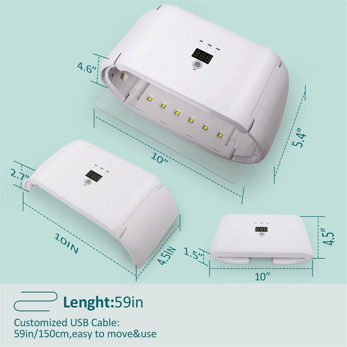 Enhanced Uv Light for Resin-Two-Sided with Digital Display Timer 48 LED Uv Resin Light,Foldable Uv Resin Curing EU Plug HOT