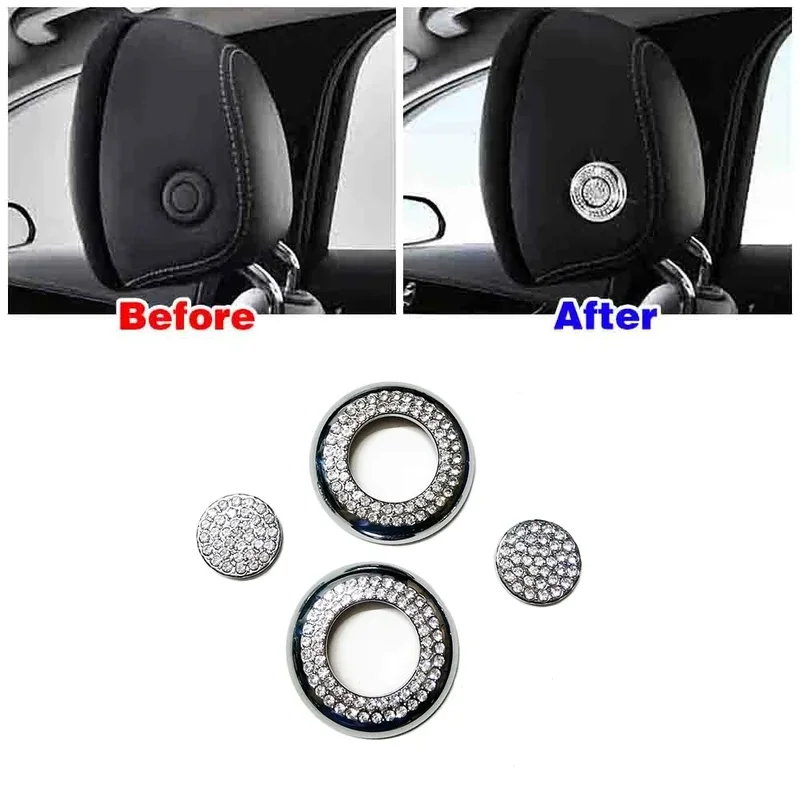 For Mercedes Benz GLC 253 2015-2019 Head Pillow Adjust Switch Button Modify Artificial Crystal Diamond Decal Trim