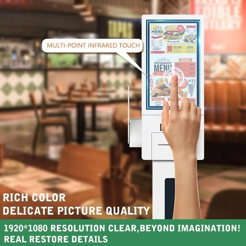 PC Industrial AIO com Tela Touch de 24 Polegadas, Painel Android, Quiosque com SDK para Pedidos e Pagamentos em Restaurantes