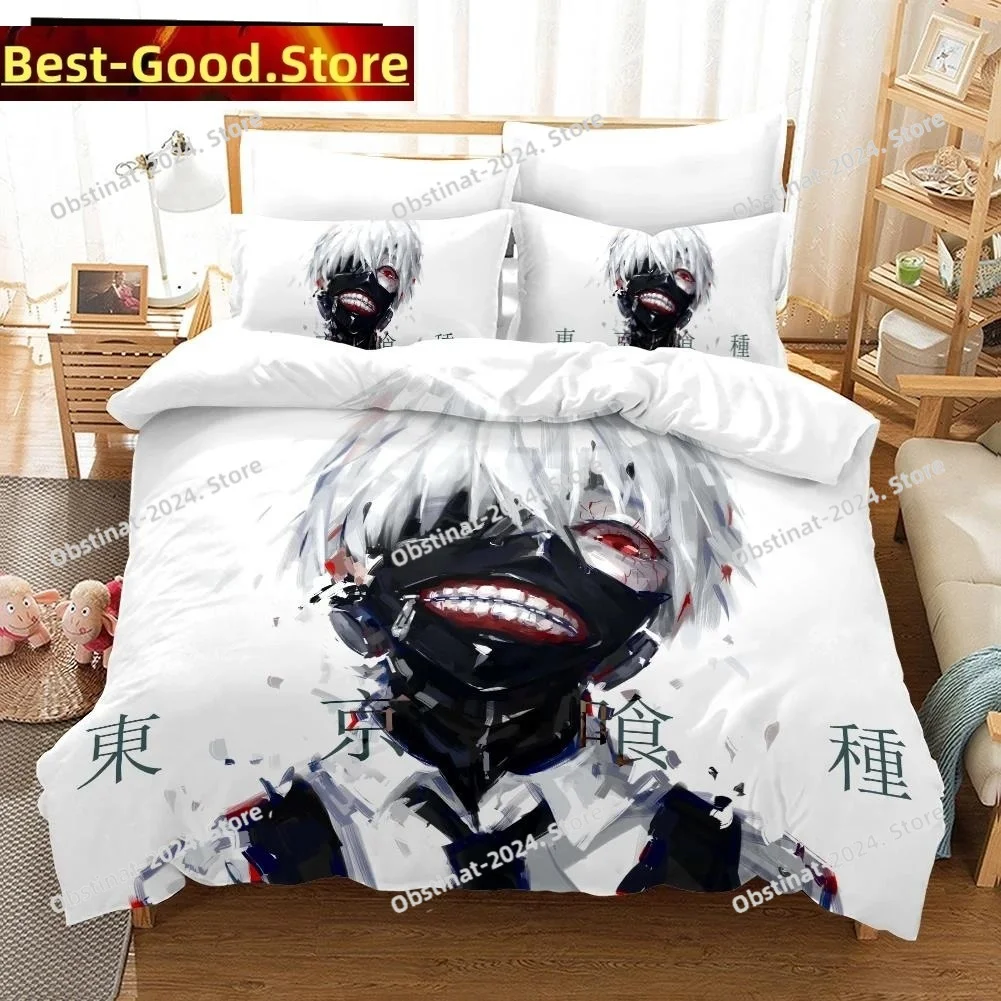 

3D Tokyo Ghoul Kaneki Ken Bedding Set Printed Bed Set Duvet Cover Sheet Pillowcase Bed Soft Quilt Cover Full Queen King Size