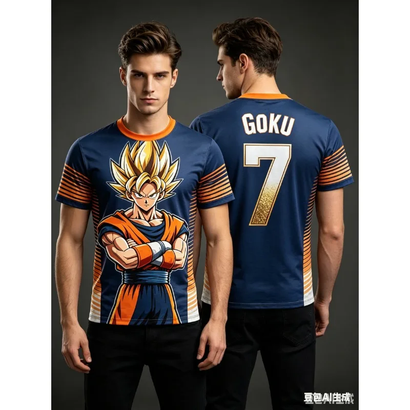 2026 Kid Summer Dragon Ball Retro Fitness T-shirt Men's Oversized 3D Printed Short-sleeved Family Unisex Children's Sports Shirt