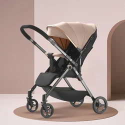 Kinderwagen, bidirektionaler, ultraleichter, faltbarer, hochlandschaftlicher Kinderwagen mit vier Rädern und Stoßdämpfer, Kinderwagen