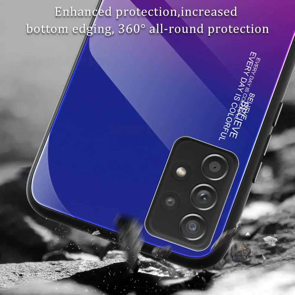 Etui ze szkła hartowanego Bumper Gradient dla Samsung Galaxy A55 A54 A53 A34 A52 A52S 5G A32 4G Obudowa ochronna Fundas