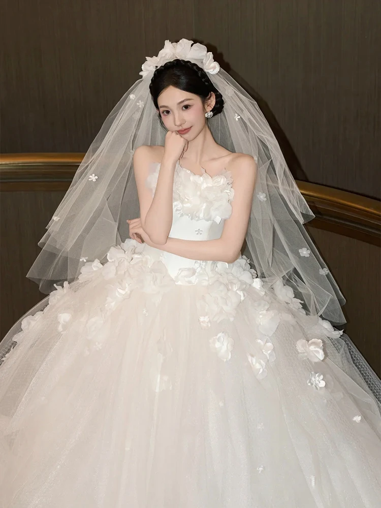 Wedding Dress 2026 New Main Yarn Advanced Texture Bride French Style Mori Sweet Trip Shoot Light Little Man Go out