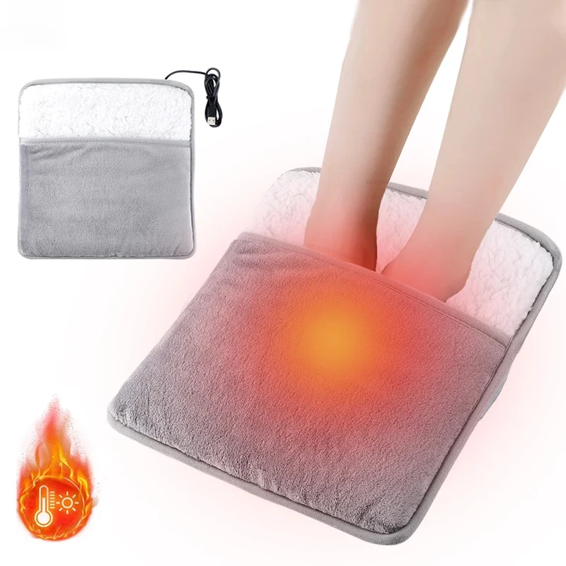 

Foot Warmer USB Foot Heater Thermal Foot Heating Pad Soft Plush Warm Foot Cover Electric Heating Feet Warmer for Home Bedroom