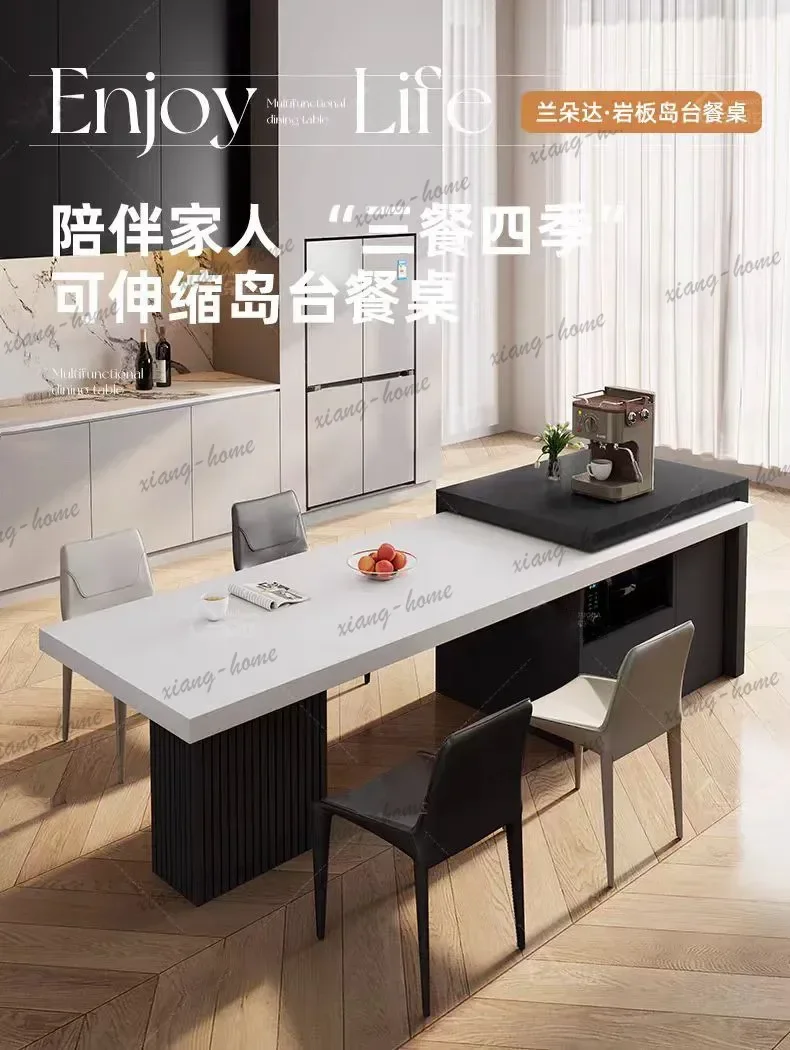YJ Minimalist Japanese Dining Tables Modern White Stone Luxury Dining Room Table Extendable Nordic Mesas De Comedor Furniture