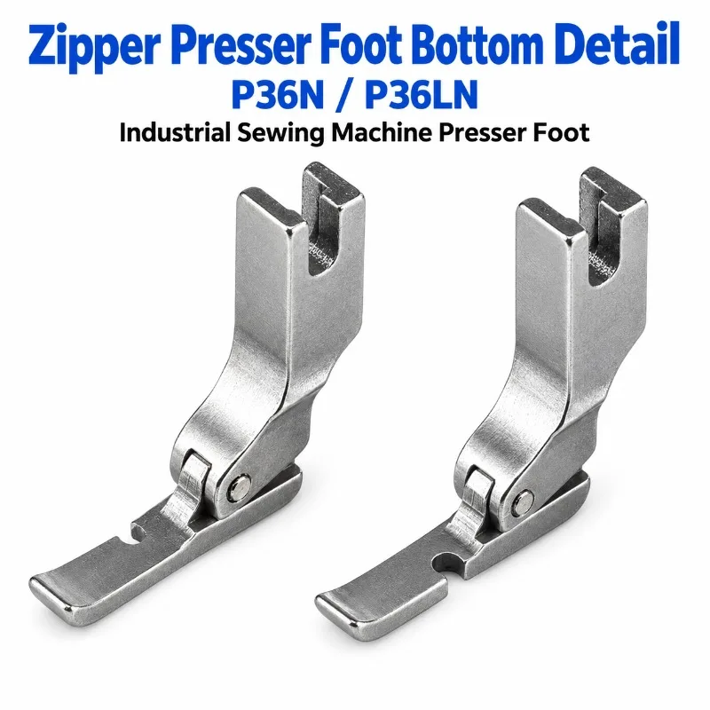 HENVOR P36N P36LN Left Right Zipper Presser Foot for Industrial Sewing Machine, Single-Sided Half Presser Foot