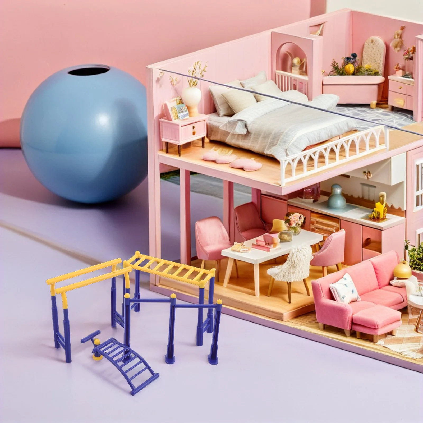 3 pièces d'équipement de sport miniature en plastique pour scènes de maison de poupée, expansion créative et design réaliste