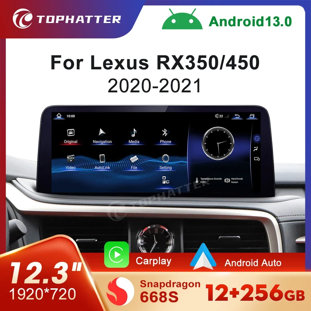 Car Radio For Lexus RX RX270 RX350 RX450 2020 2021 Android 13 Qualcomm 668S Auto Multimedia Video Player CarPlay Navigation GPS 