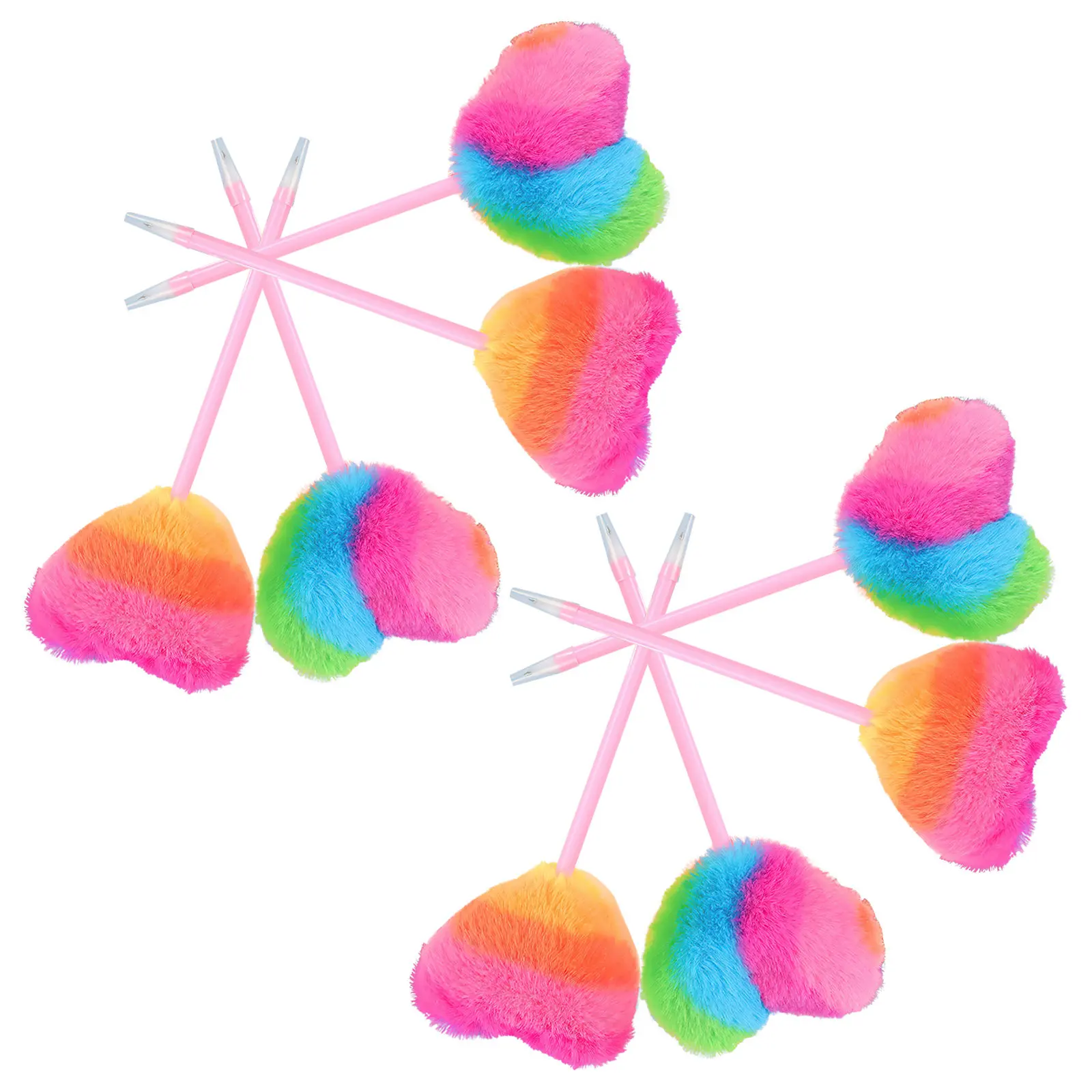 

Набор из 8 шариковых ручек с помпонами в форме сердца, милые канцелярские принадлежности для письма, подарок на День святого Валентина, для ведения дневника, для офиса