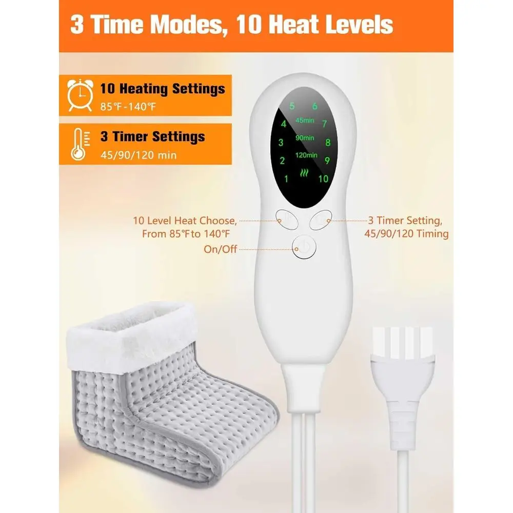 Scaldapiedi elettrico con 10 livelli di calore e 3 opzioni timer per un comodo uso invernale a casa o in ufficio