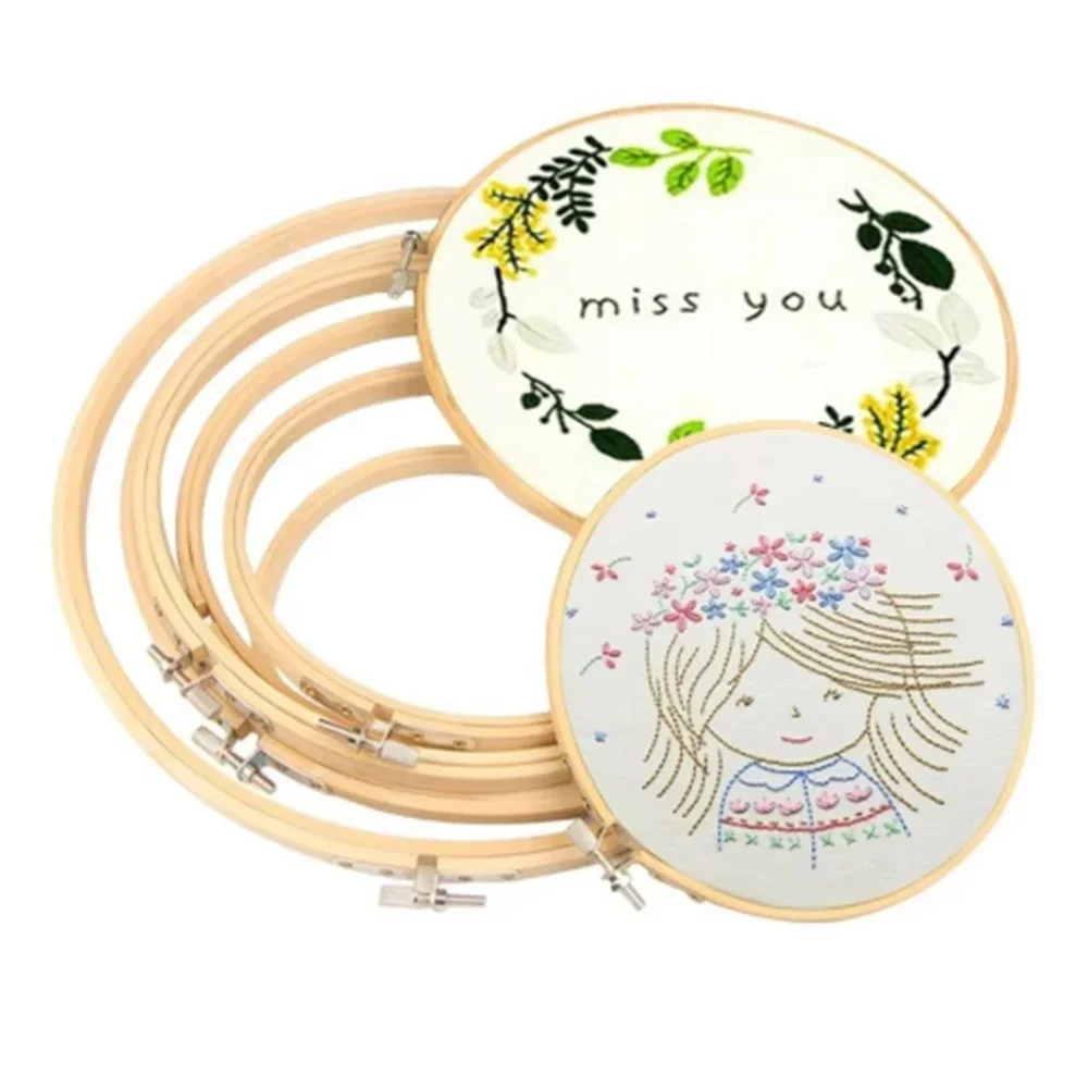 1Pcs DIY Inner Diameter 7.7-34cm Circular Embroidery Frame Bamboo Cross Stitch Frame Embroidery Tools
