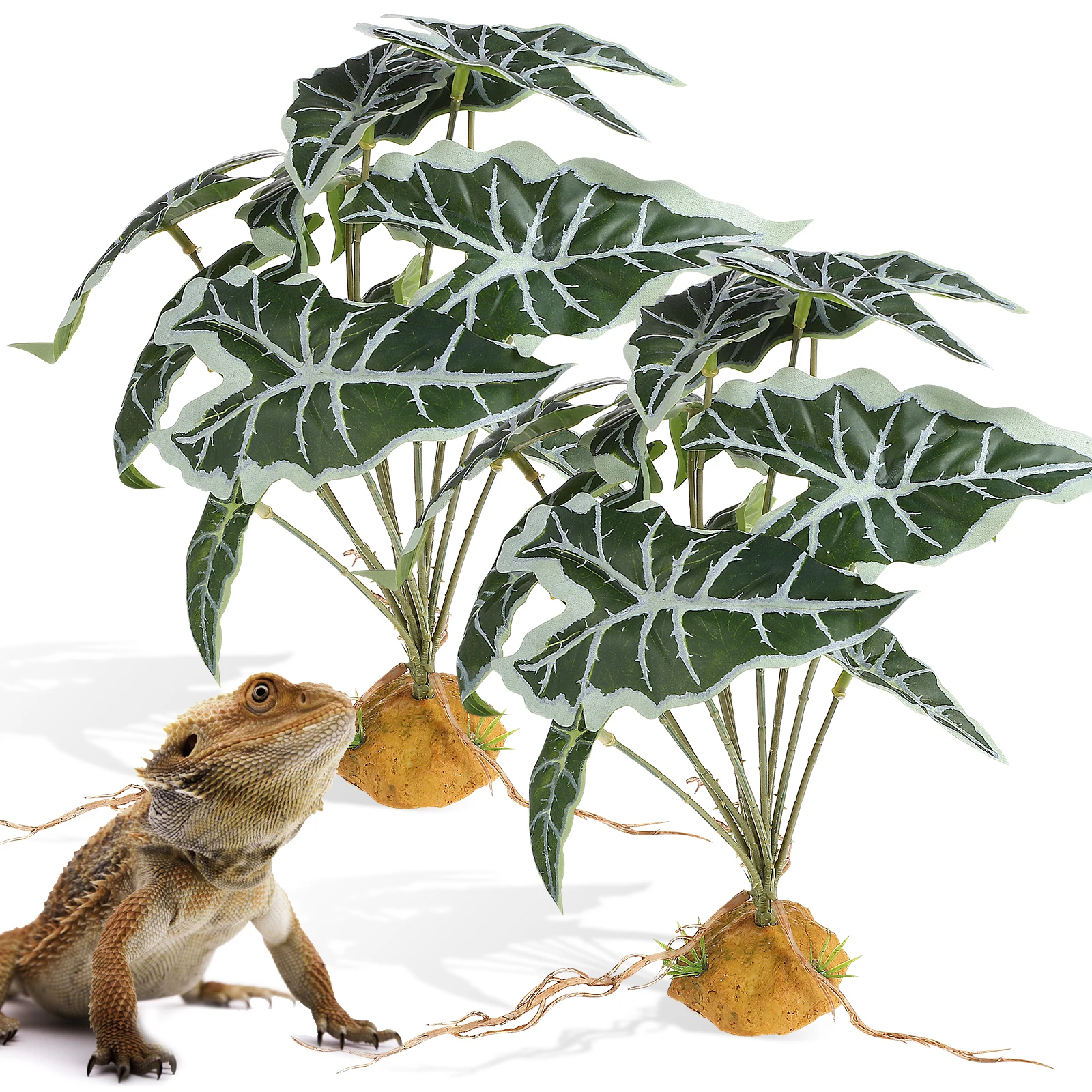 

2 Pcs Reptile Plants for Terrarium Aquarium Decor Plastic Fake Plants Fish Tank nament Artificial Plant Habitat Decor