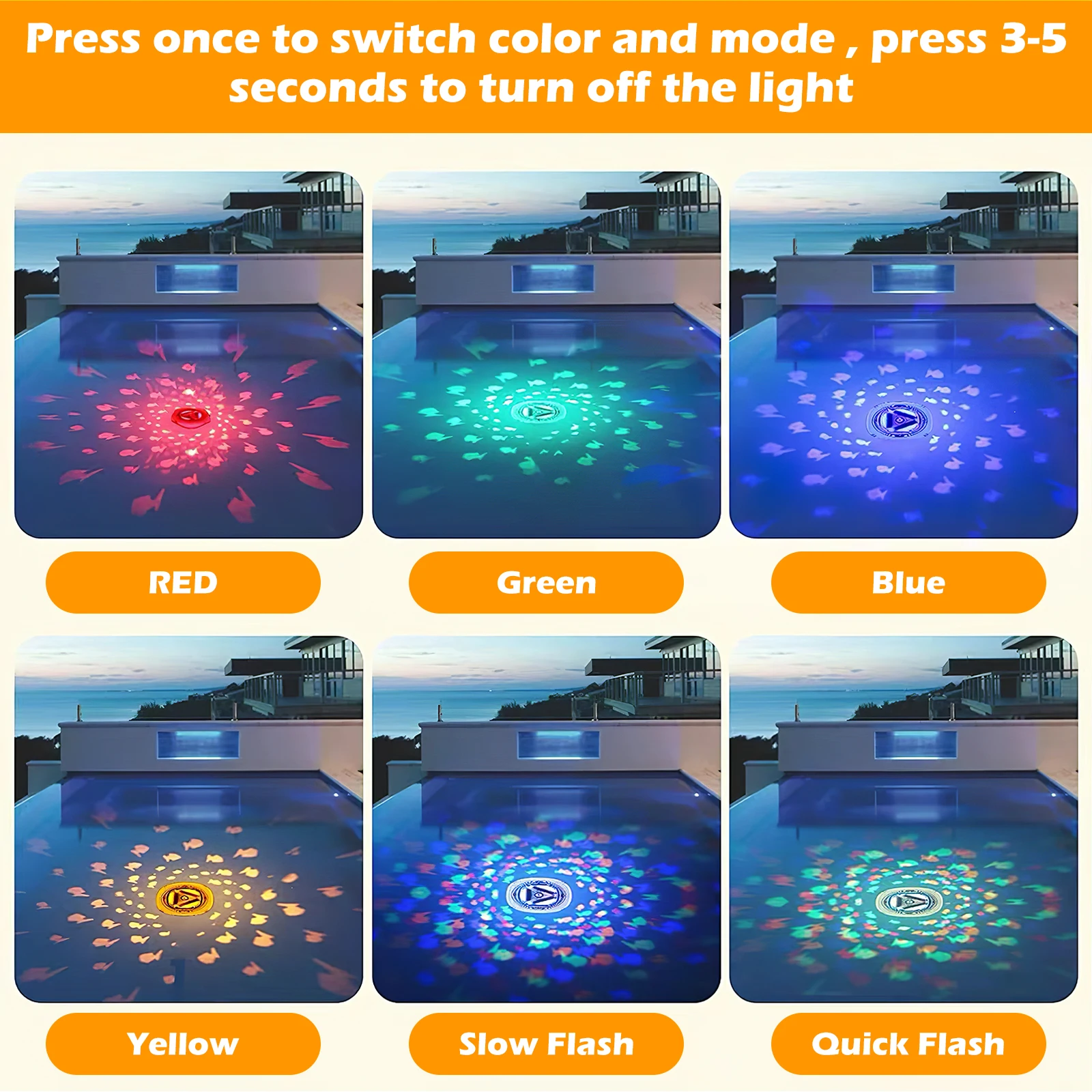 Wodoodporna podwodna lampa LED do basenu, zanurzalna lampa zmieniająca kolory do stawu, akwarium, zanurzalna lampa LED, pływająca lampa basenowa.
