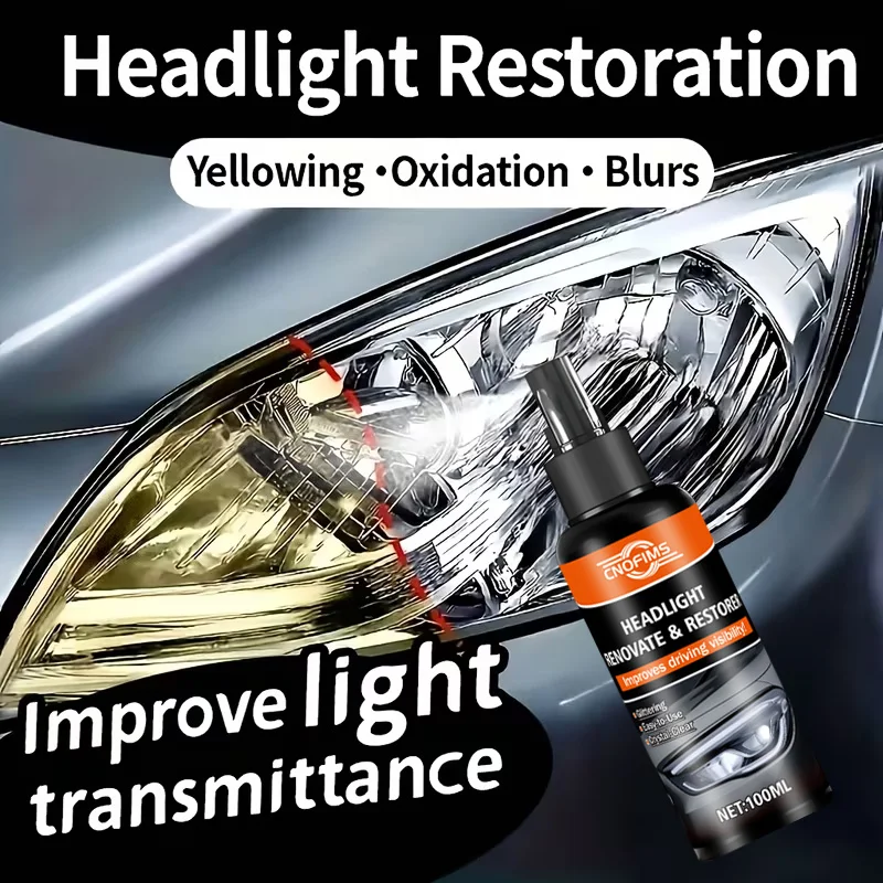 Ceramic Headlight Restoration Spray - Advanced Car Light Repair Tool for Yellowing & Oxidation Removal, Clear Vision Restoration