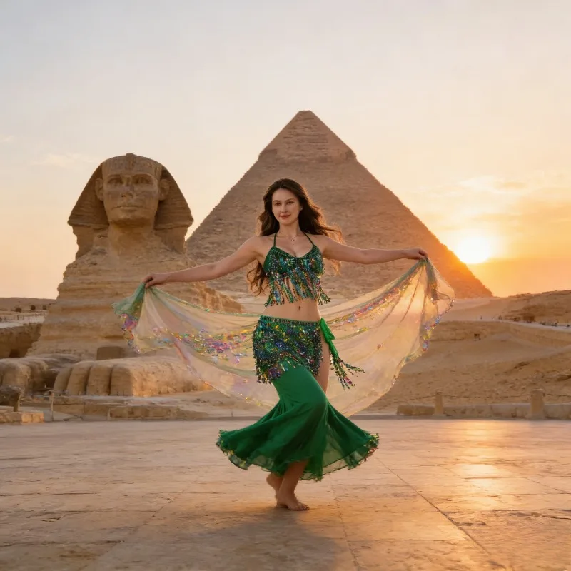 

Костюм для восточных танцев с блестящими пайетками и бахромой для женщин, наряд для выступлений в ночном клубе