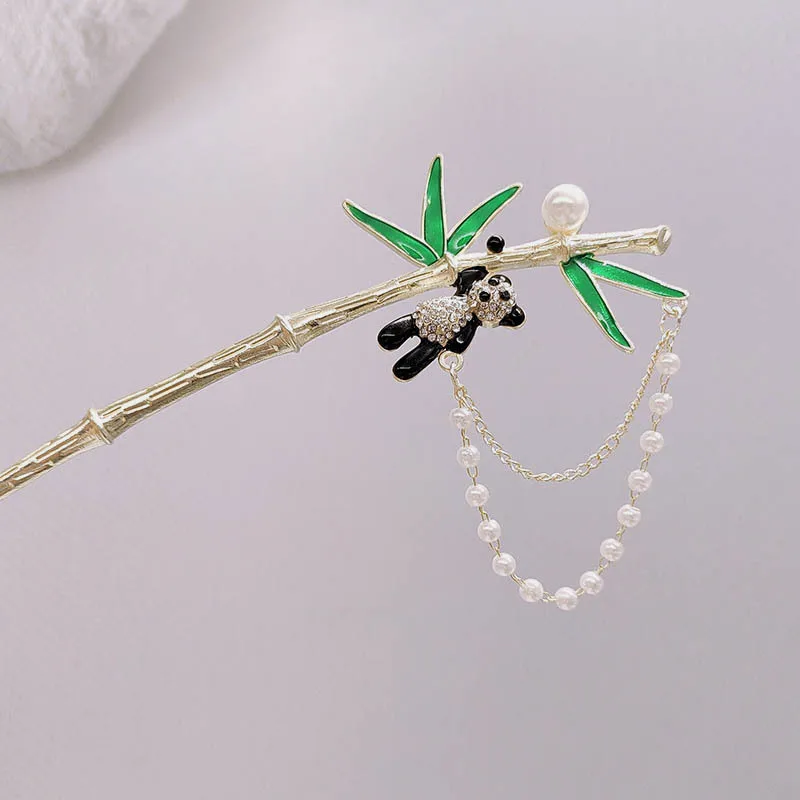 

Chinese-style bamboo-joint panda tassel hairpins, ancient-style Hanfu accessories, high-end and niche hairpins