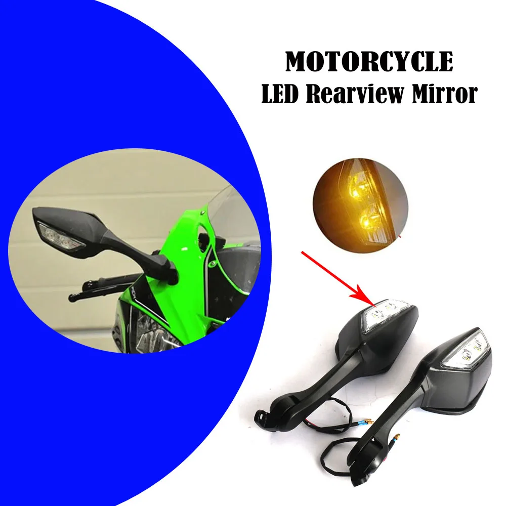 

Motorcycle Rear View Mirrors Side Review Mirror With Signal Lamp For KAWASAKI Ninja400 Ninja 250 300 400 650 ZX6R 636 ZX10R