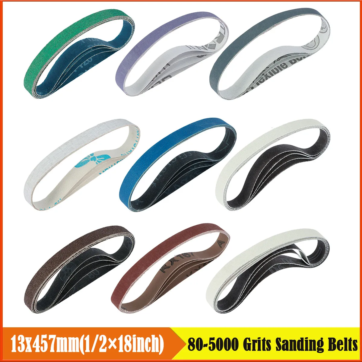 36PCS 13x457mm Sanding Belts 80-5000 Grits Mini Belt Sander Sandpapers Abrasive for Grinding Metal Wood Rust Removal