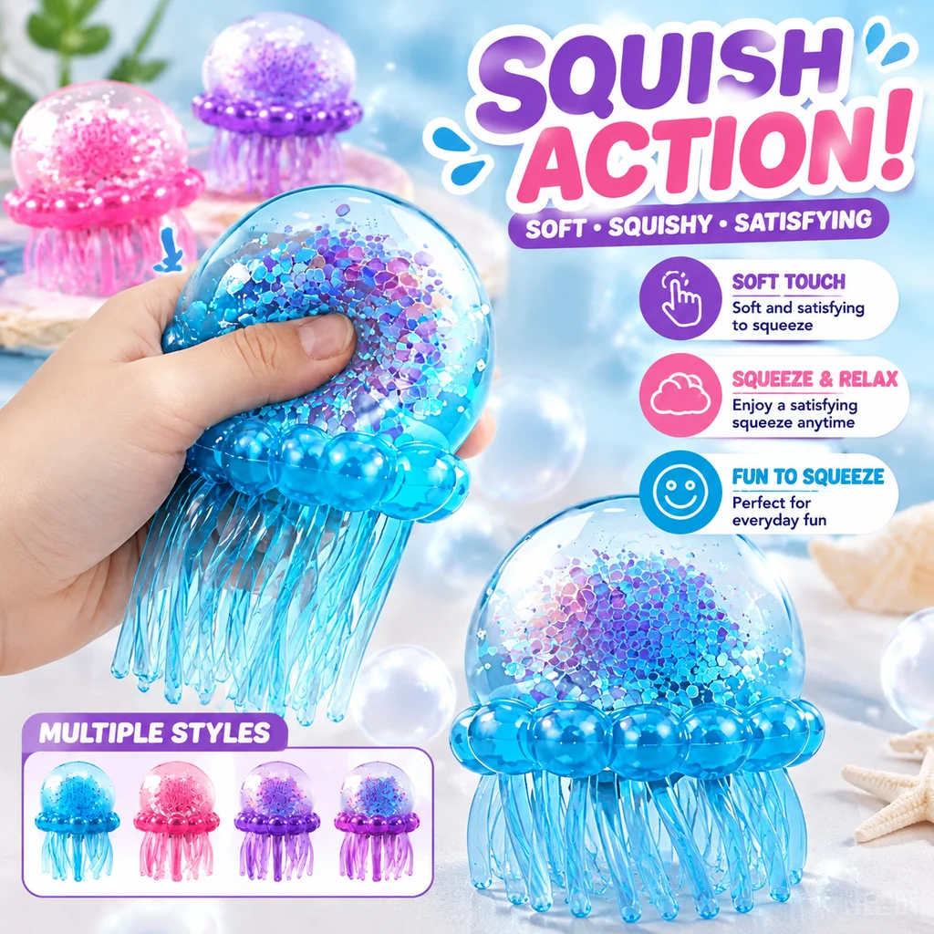 Trending Large Squishy Jellyfish Toy Slow Rebound Maltose Stress Relief Sensory Fidget Decompression Kids Adults Gift