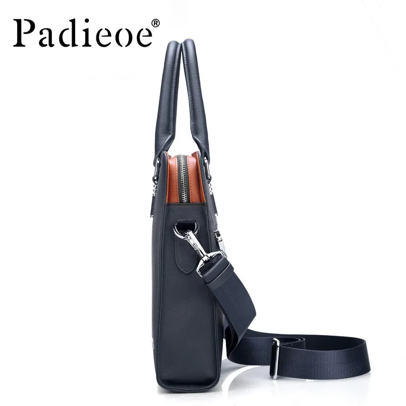 Padieoe Luxury Brand Genuine Leather Men Laptop Bag Briefcase Fashion Men\'s Business Bags Casual Leather Messenger Bag for Men