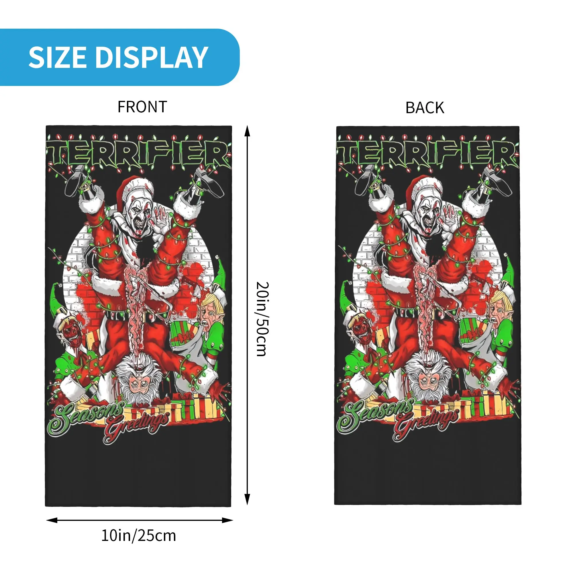 Custom Horror T-Terrifiers Halloween  Neck Gaiter Women Men UV Protection Winter Movie Bandana Scarf for Cycling