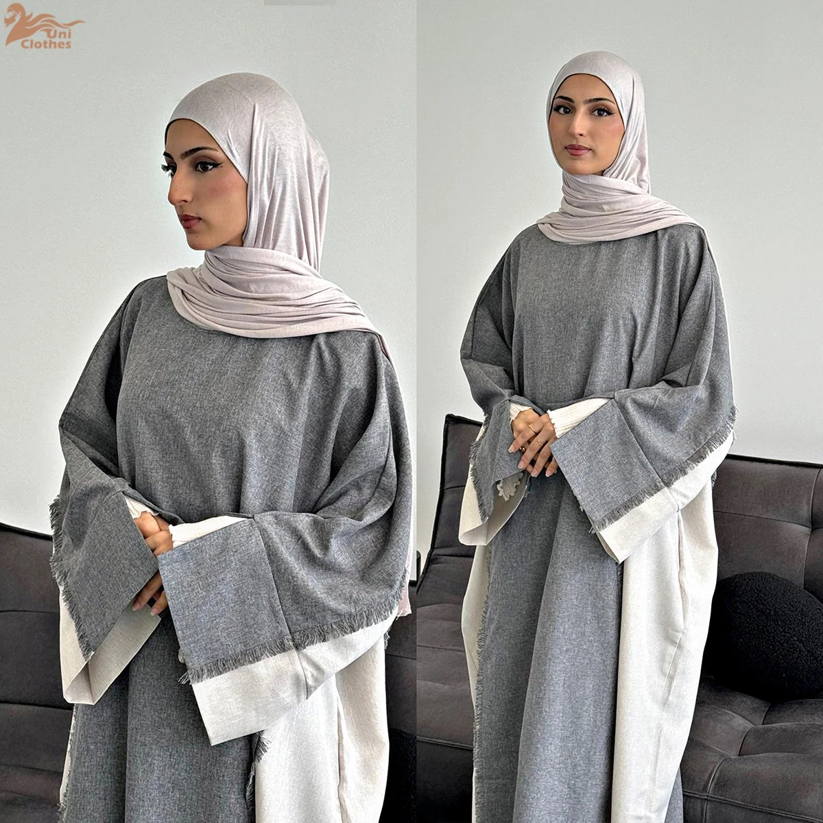 

Новинка 2025 года, мусульманская закрытая Абая, цветная льняная Абая, скромная Абая, женские платья, женский халат, мусульманская женская исламская одежда