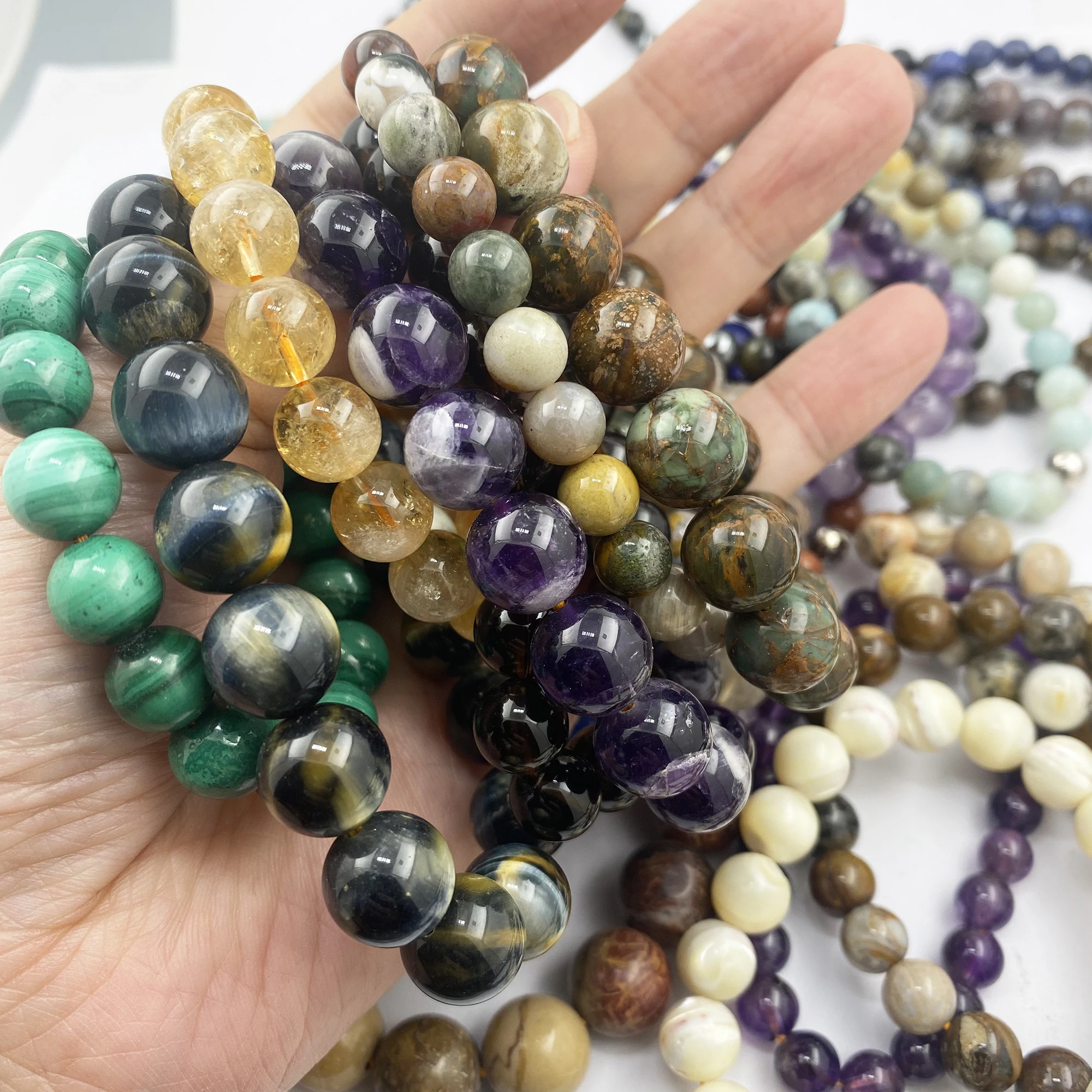 Clearance Sale for a total 45 Pieces of Natural Gemstone Stretch Beaded Bracelets.