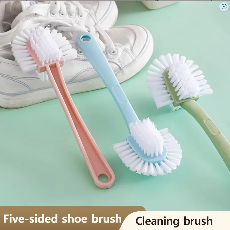 1pc Creative Five-sided Shoe Brush Double-sided Ring Decontamination Gap Shoe Brush Household Plastic Bathroom Cleaning Brush