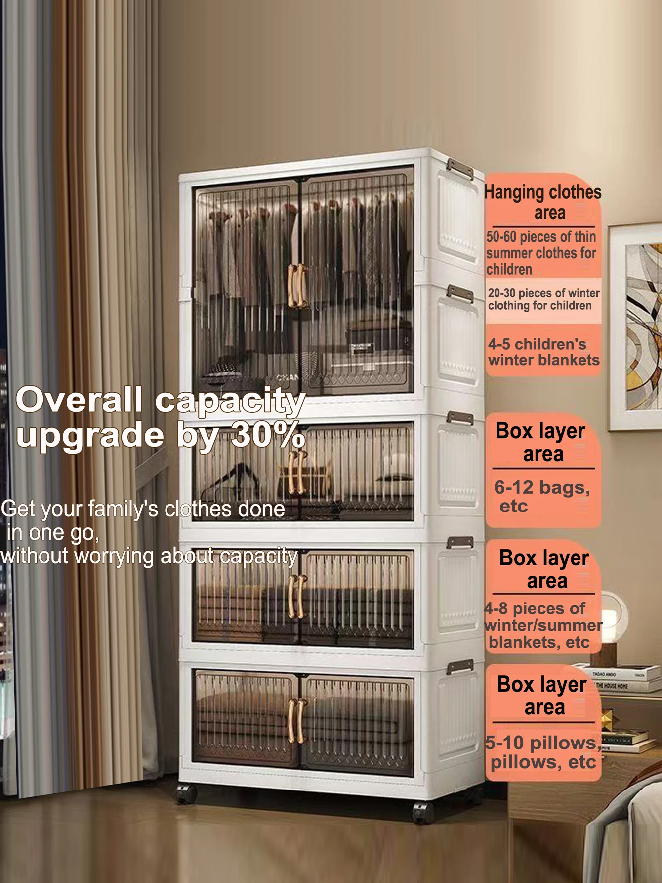 خزانة ملابس بباب مزدوج، خالية من التركيب، خالية من درج الطفل، سعة كبيرة، خزانة غرفة المعيشة، خزانة الوجبات الخفيفة، خزانة غرفة النوم #3