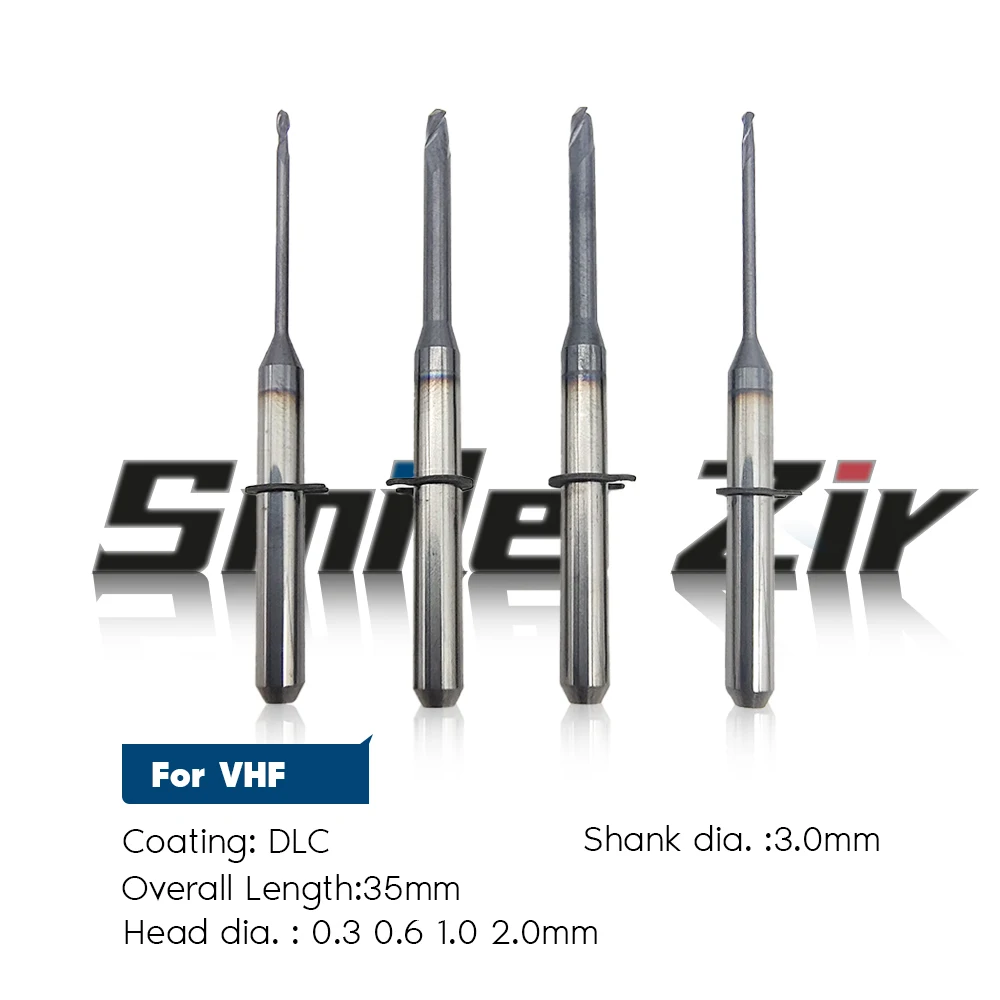 Uncoated Carbide Cutting Tool VHF K1 K3 K4 Compatible Digital Dental Router Bit for Dental PMMA Discs Milling