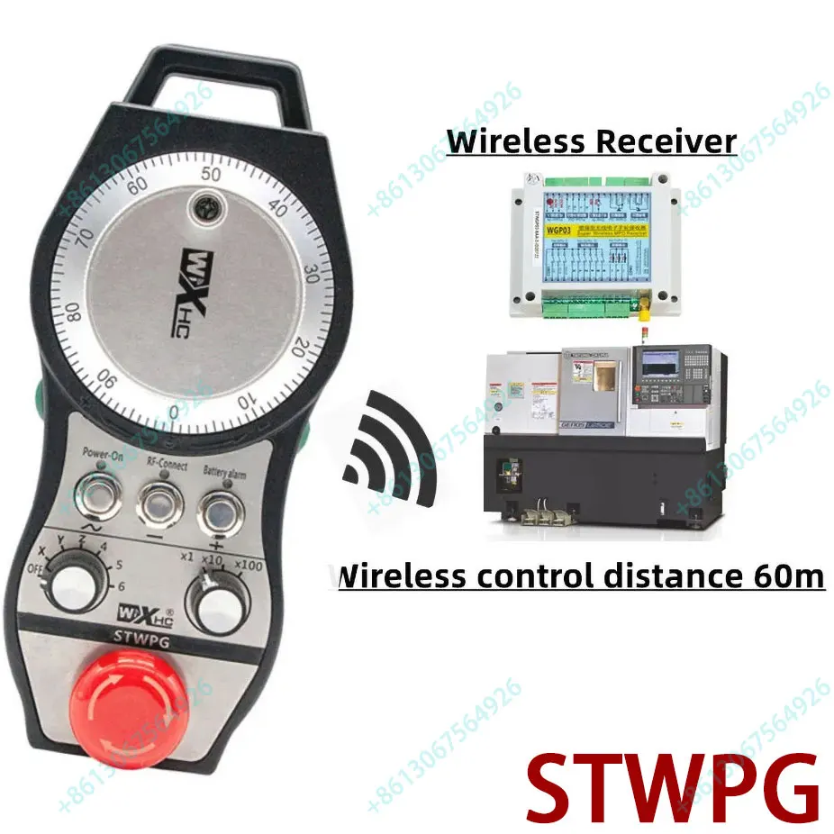 

CNC 6-axis milling controller MPG manual encoder with emergency stop wireless handwheel for FANUC HASS gsk controller